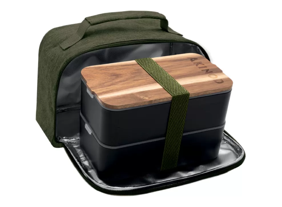 Bento + Insulated Lunch Bag - Black/Khaki^Akinod Sale