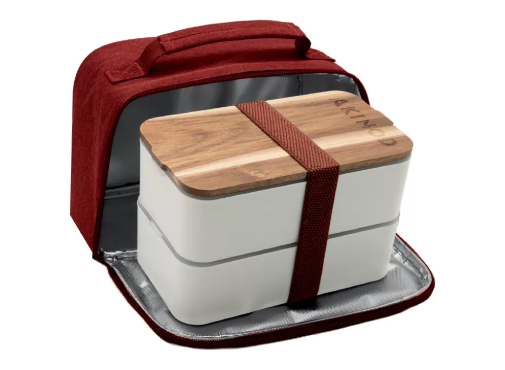 Bento + Insulated Lunch Bag - White/Terracotta^Akinod Shop