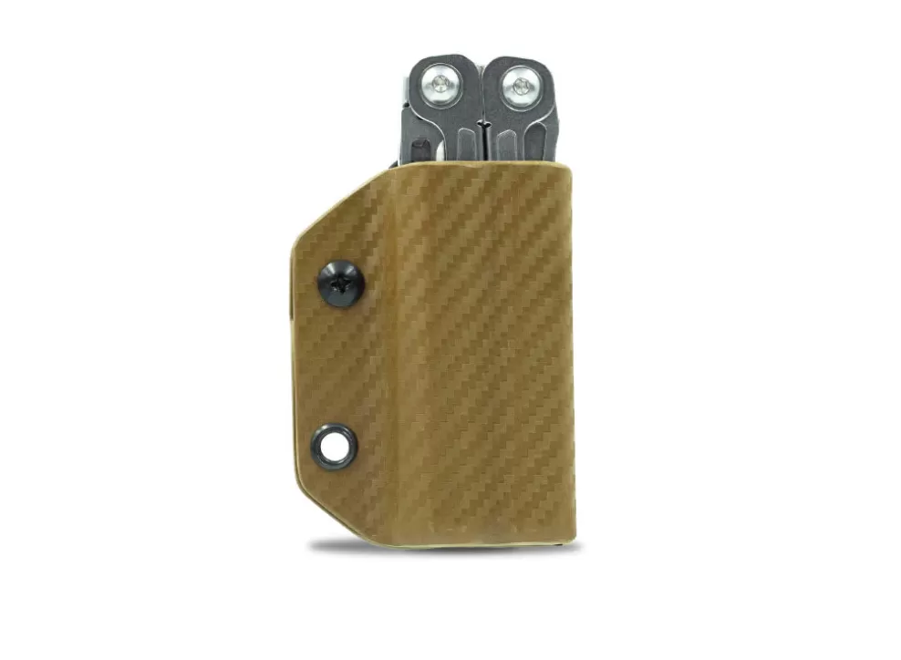 Kydex Sheath: Leatherman Wingman / Sidekick / Rebar / Rev - Brown Carbon Fibre^Clip & Carry Sale