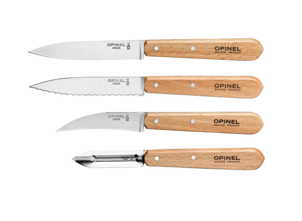 Beechwood 4Pc Kitchen Knife Set^Opinel Best