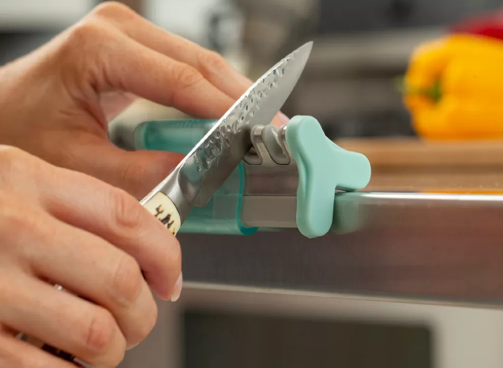 Smith's Slide-Sharp Edge Grip 2-Slot Knife Sharpener - Turquoise^Smith's Housewares Discount