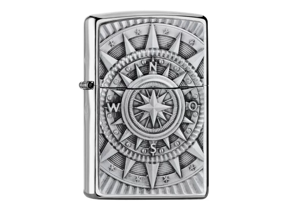 Compass Lighter - Brushed Chrome^Zippo Best Sale