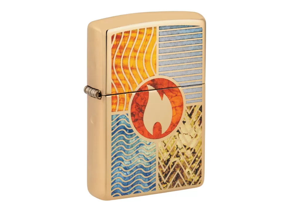 Elements Of Earth Lighter - High Polish Brass^Zippo Hot