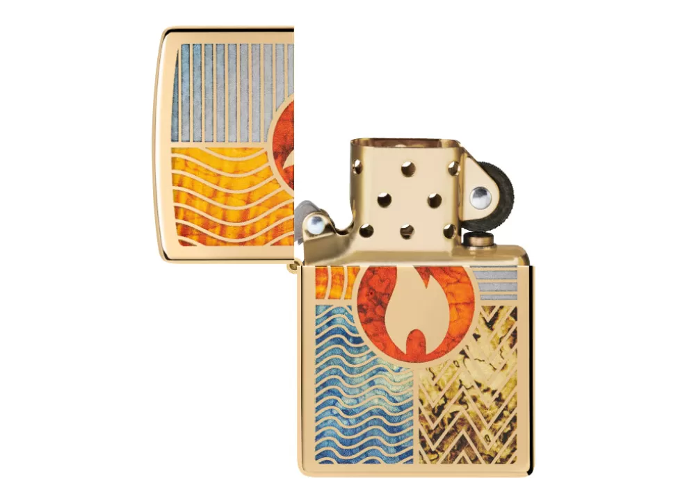 Elements Of Earth Lighter - High Polish Brass^Zippo Hot