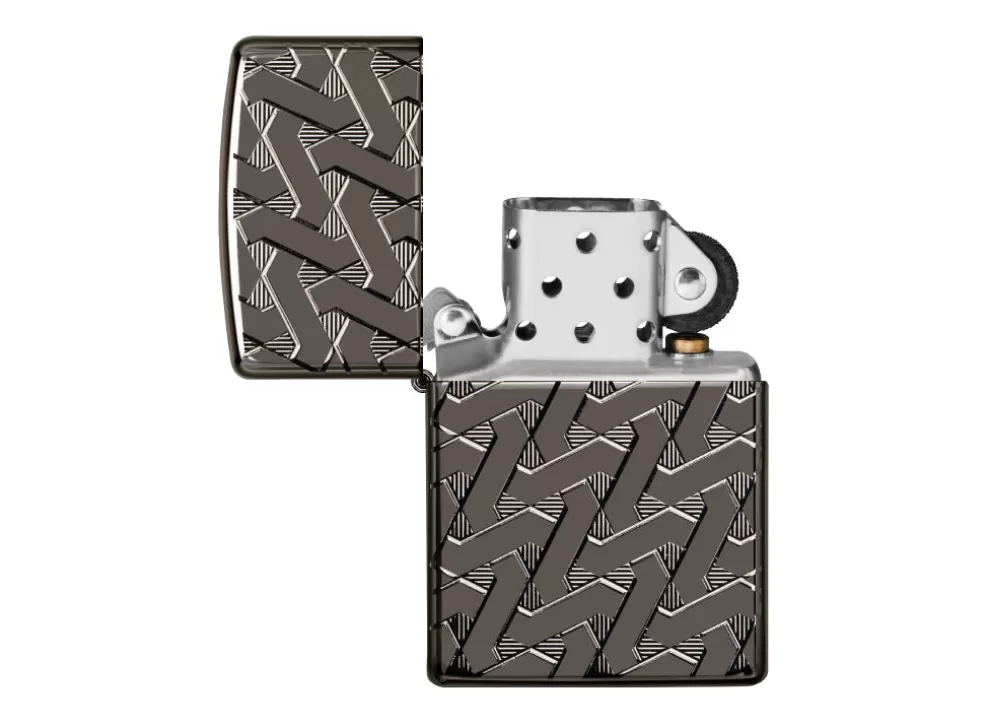 Geometric Weave Lighter - High Polish Black Ice®^Zippo Flash Sale