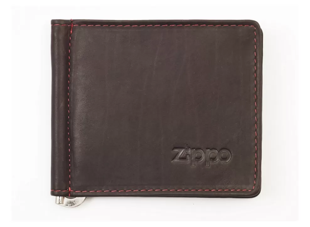 Leather Bi-Fold Money Clip Wallet - Mocha^Zippo Online