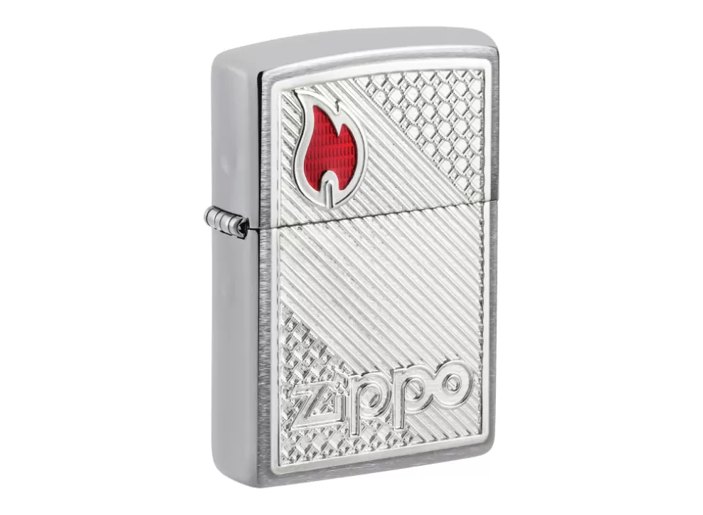 Tiles Emblem Lighter - Brushed Chrome^Zippo Shop